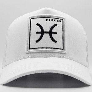 PISCES Zodiac White Trucker Hat Mesh Snapback Cap